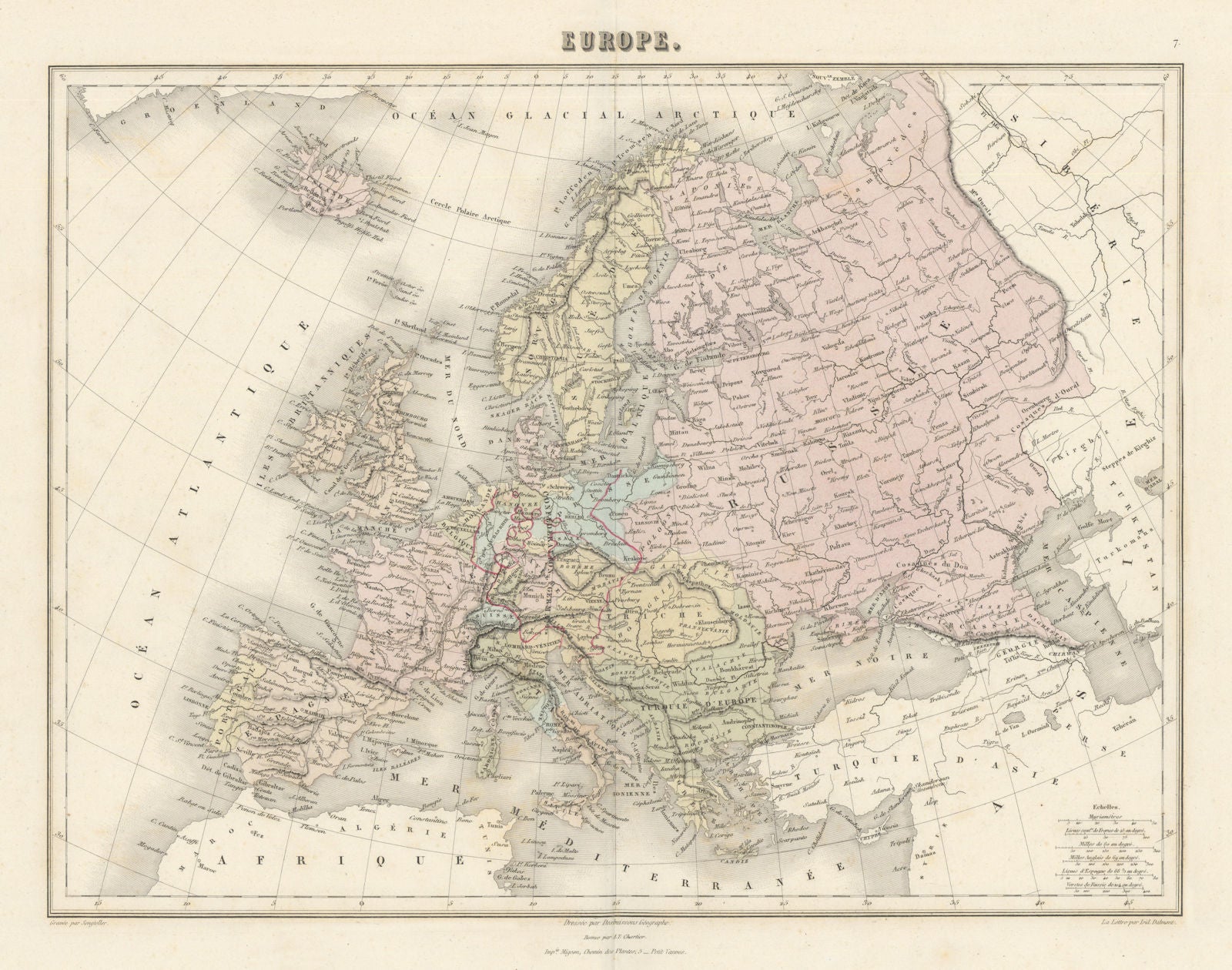 Europe by Migeon 1861 old antique vintage map plan chart